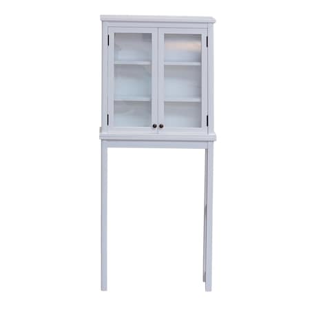 Alaterre Furniture Dorset Bath  Over the Toilet Space Saver Storage with Glass Doors Upper Cabinet ANVA7273WH